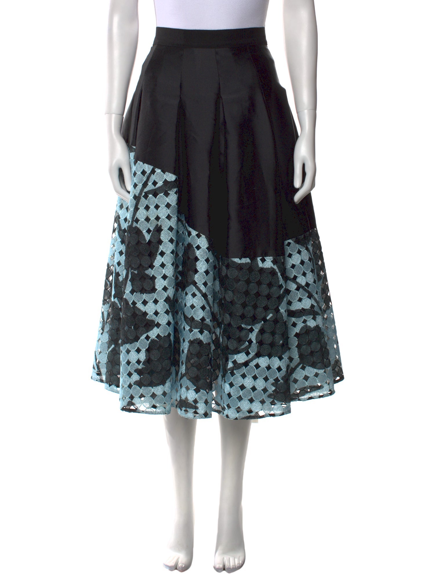 Sachin + Babi Noir Mesh Accents Midi Length Skirt