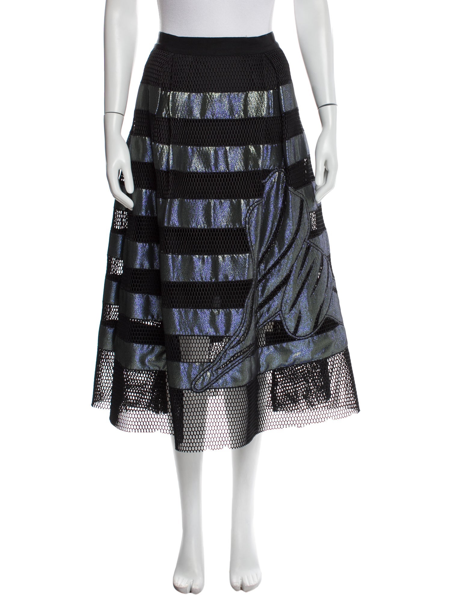 Sachin + Babi Noir Striped Midi Length Skirt w/ Tags