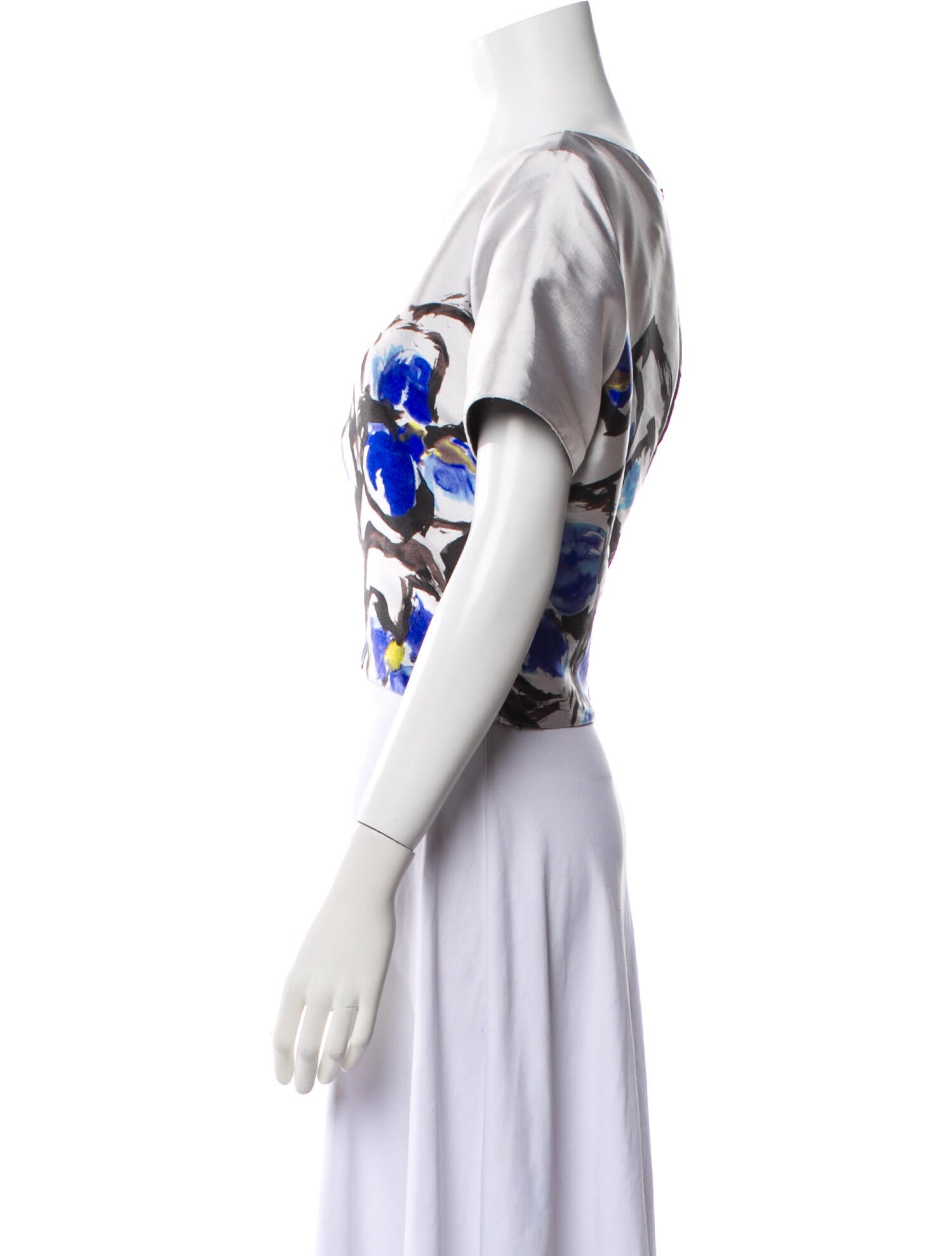 Sachin + Babi Noir Floral Print Bateau Neckline Crop Top