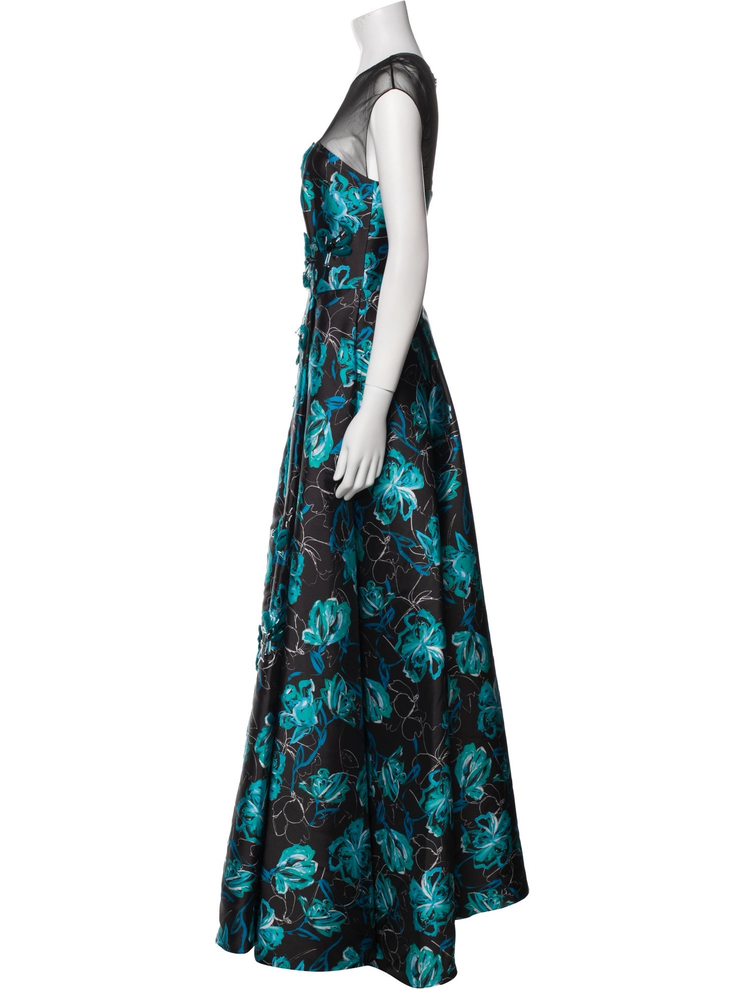 Sachin + Babi Noir Floral Print Long Dress