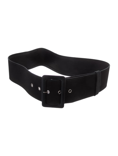 Safiyaa Leather Wide Waist Belt Black