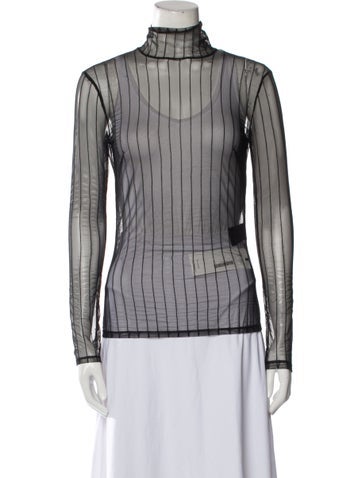 Safiyaa Tops Striped Mock Neck Blouse S