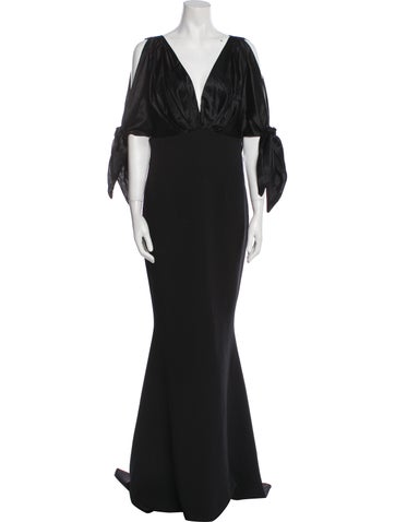 Safiyaa Dresses Plunge Neckline Long Dress S