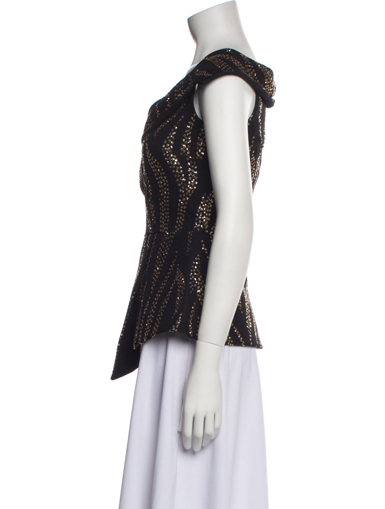 Safiyaa Patterned One-Shoulder Blouse