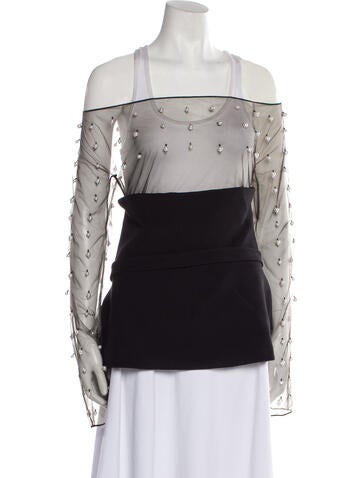 Safiyaa Tops Square Neckline Long Sleeve Top XL