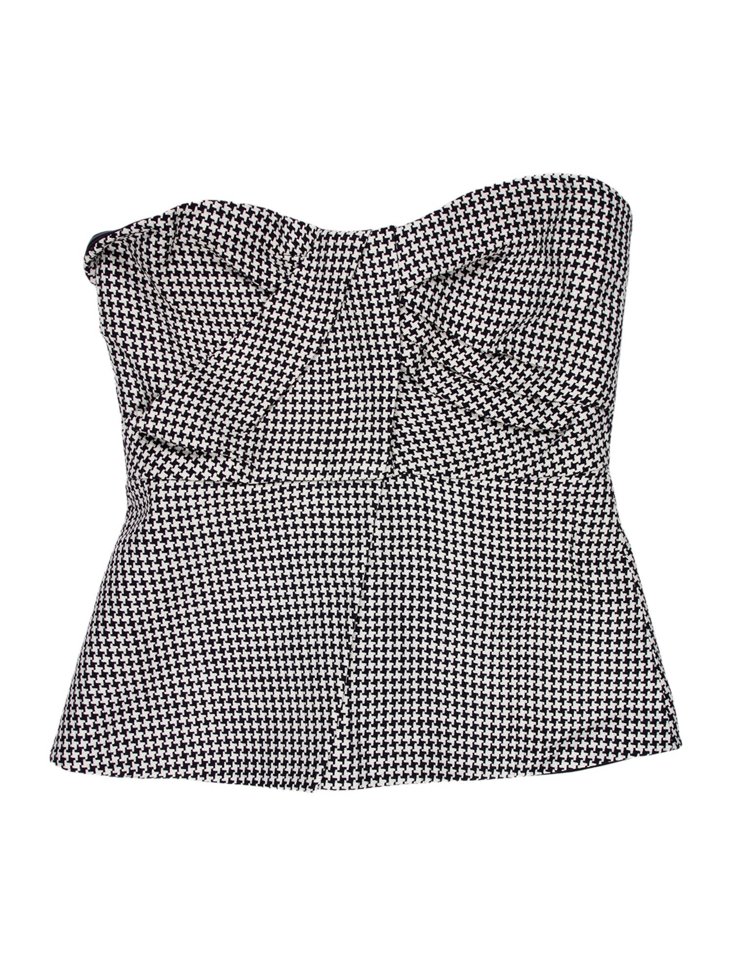 Safiyaa Houndstooth Print Strapless Crop Top w/ Tags