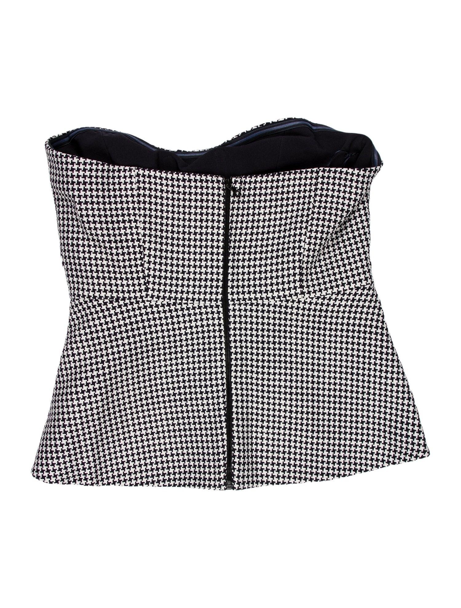 Safiyaa Houndstooth Print Strapless Crop Top w/ Tags