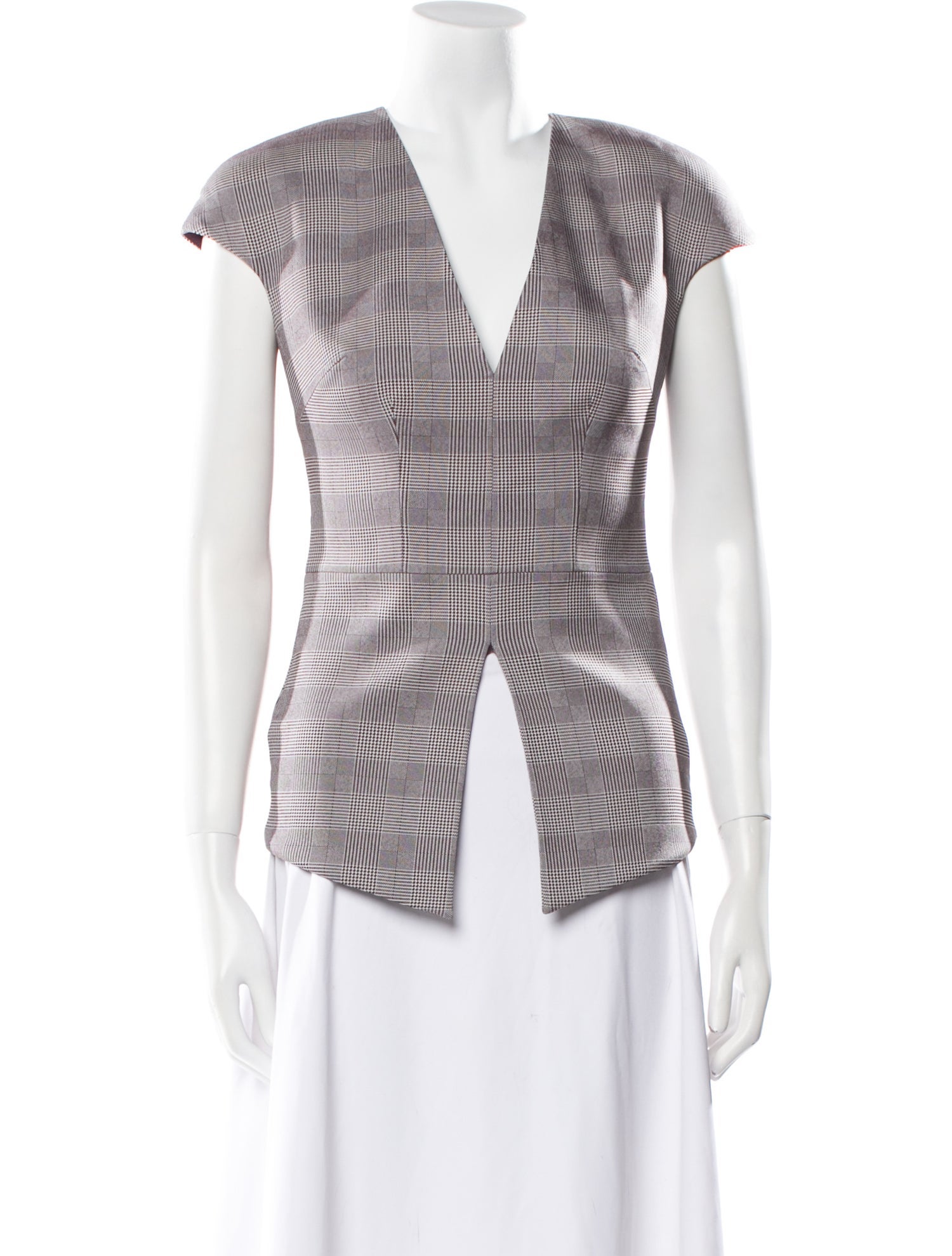 Safiyaa Plaid Print V-Neck Top