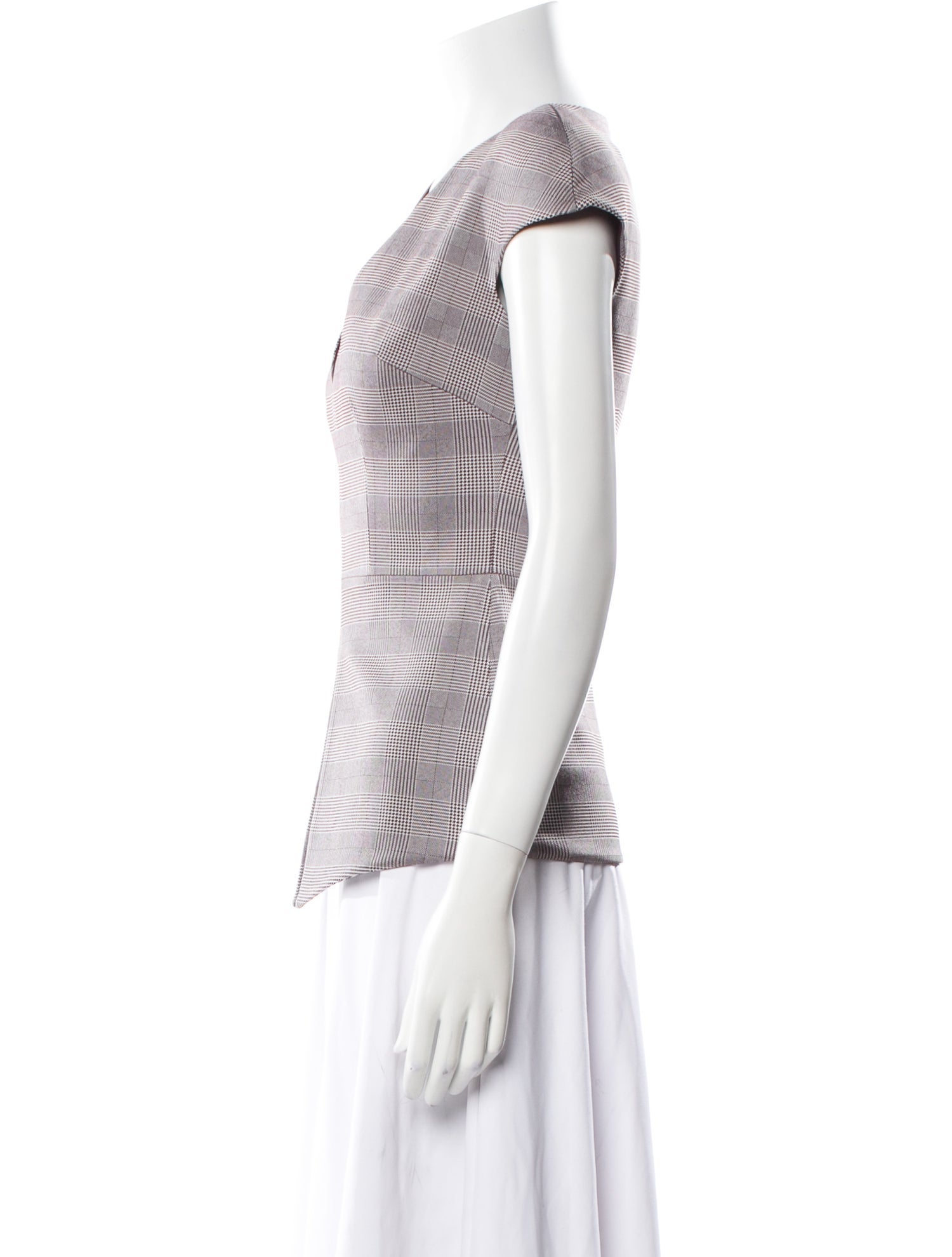 Safiyaa Plaid Print V-Neck Top