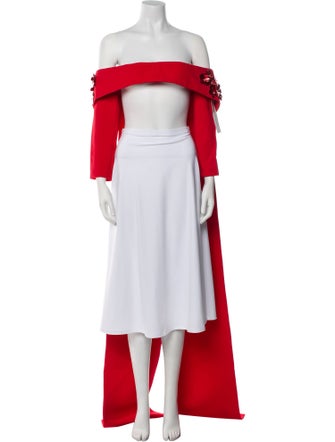 Safiyaa Off-The-Shoulder Three-Quarter Sleeve Crop Top