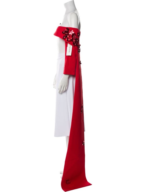 Safiyaa Off-The-Shoulder Three-Quarter Sleeve Crop Top