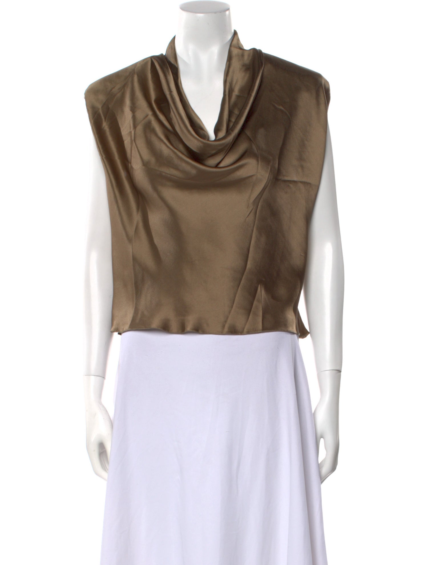 Safiyaa Silk Cowl Neck Crop Top