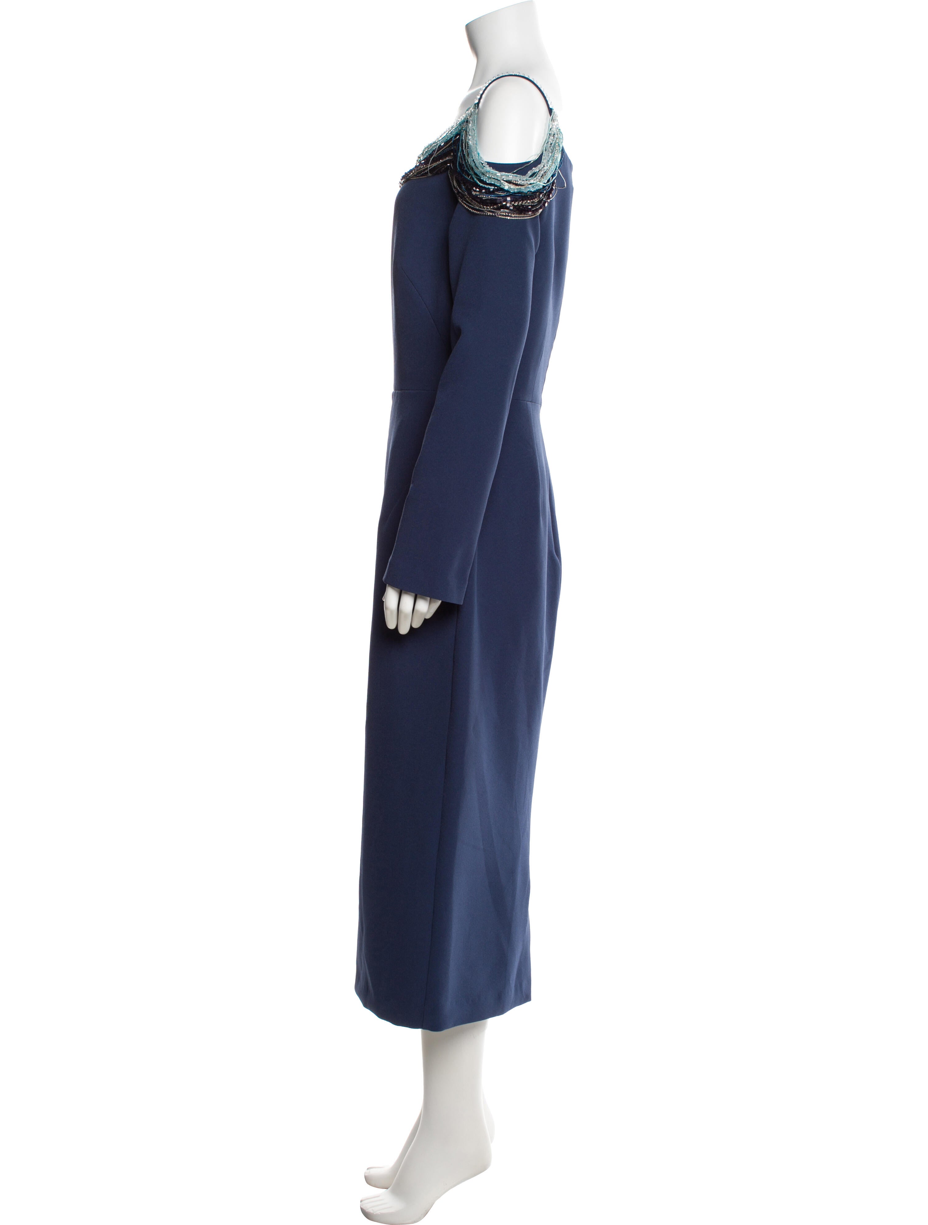 safiyaa blue dress Dana embellished crepe gown From the Resort 26 collection One-shoulder belted crpe gown