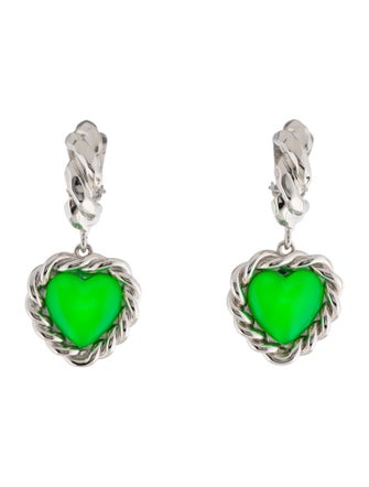 Safsafu Acrylic Enamel Limelight Neon Drop Clip-On Earrings