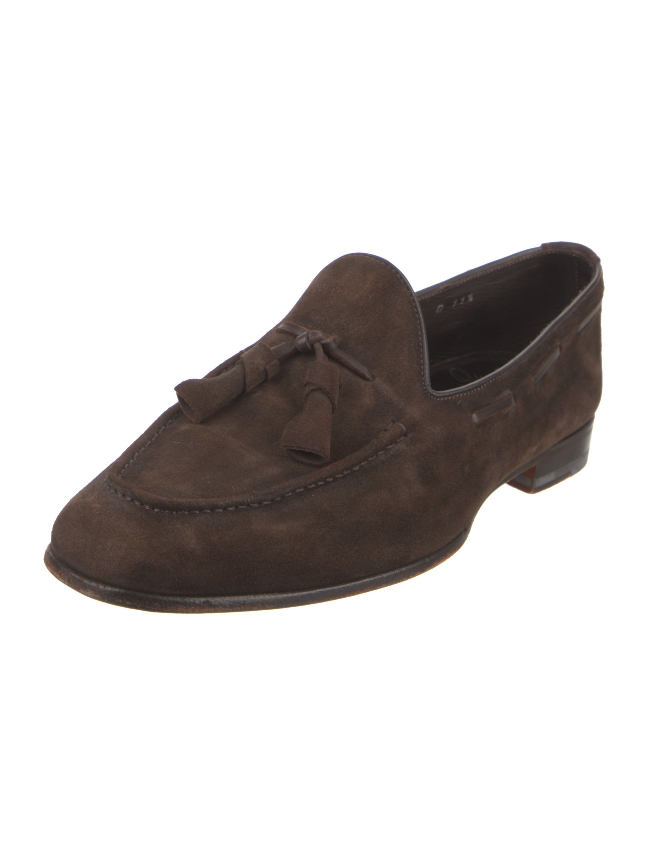 Santoni Suede Dress Loafers - Brown Loafers, Shoes - SAI27415 | The ...