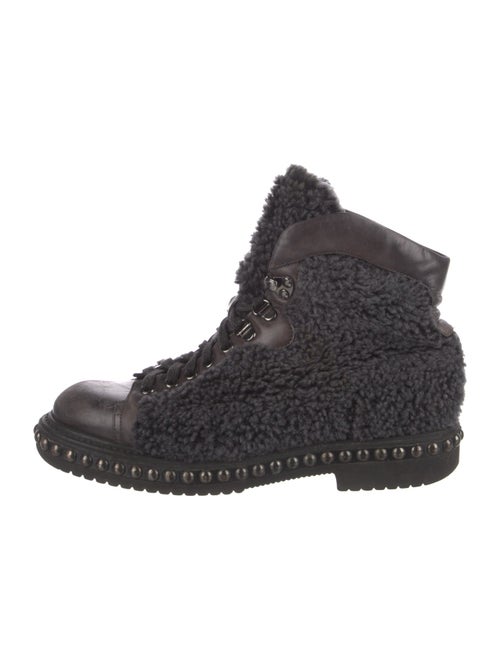 Santoni Shearling Combat Boots