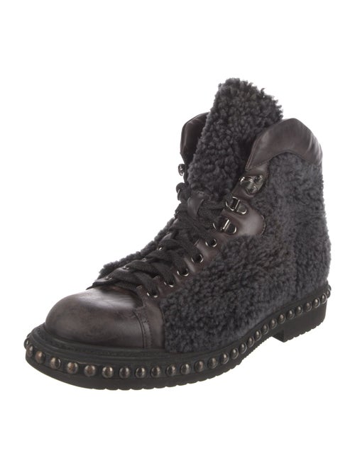 Santoni Shearling Combat Boots