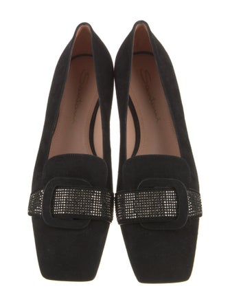 Santoni Suede Crystal Embellishments Loafers