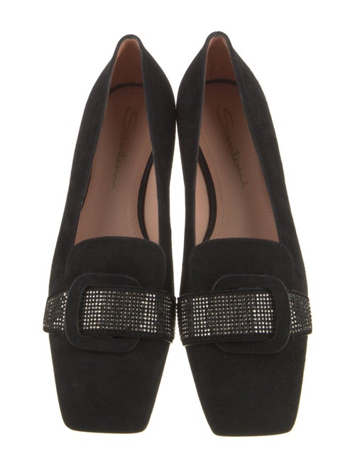 Santoni Suede Crystal Embellishments Loafers
