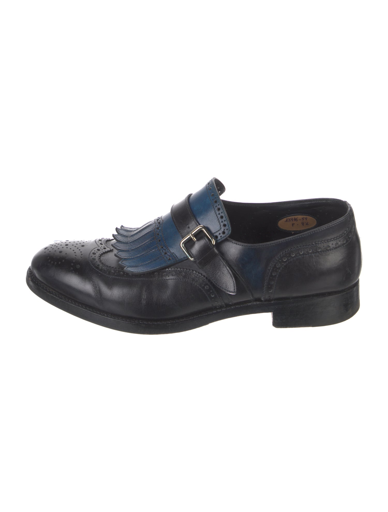 Santoni Leather Colorblock Pattern Monk Straps