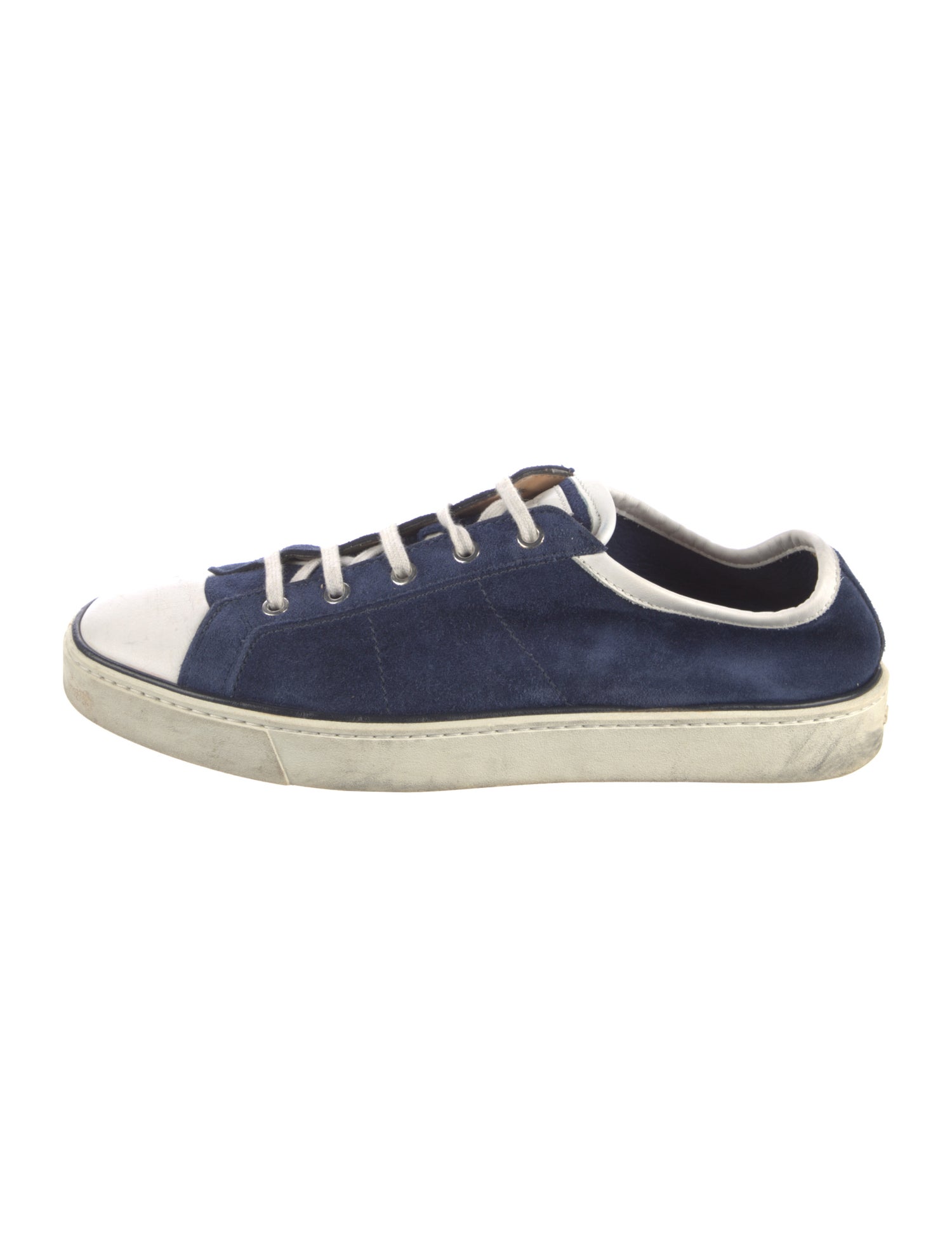 Santoni Suede Colorblock Pattern Sneakers