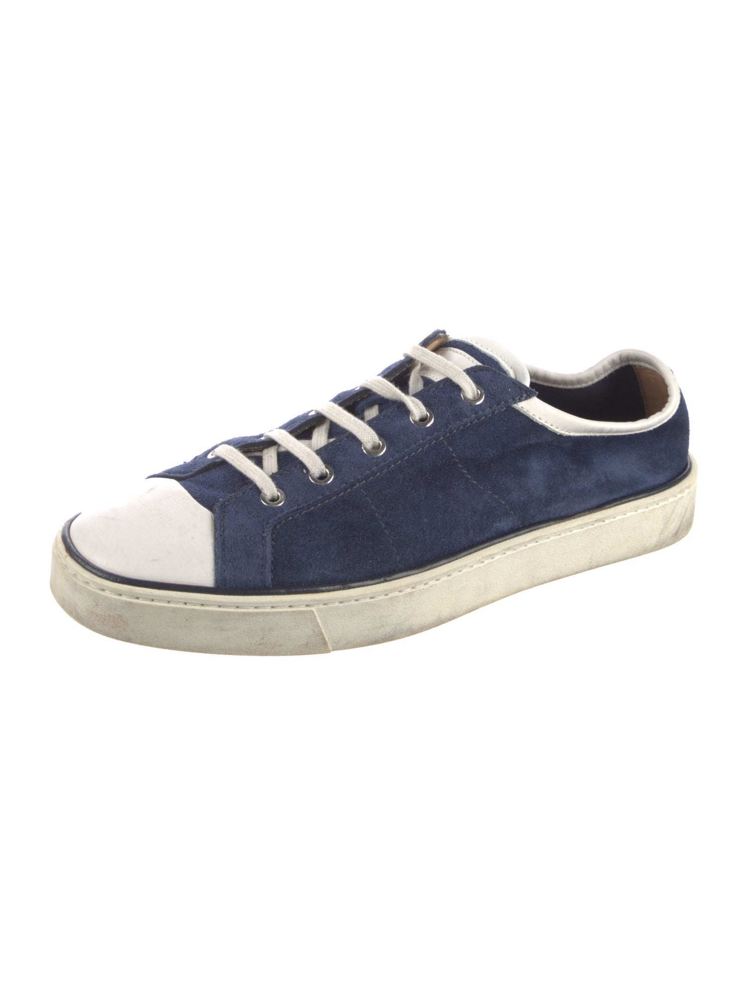 Santoni Suede Colorblock Pattern Sneakers