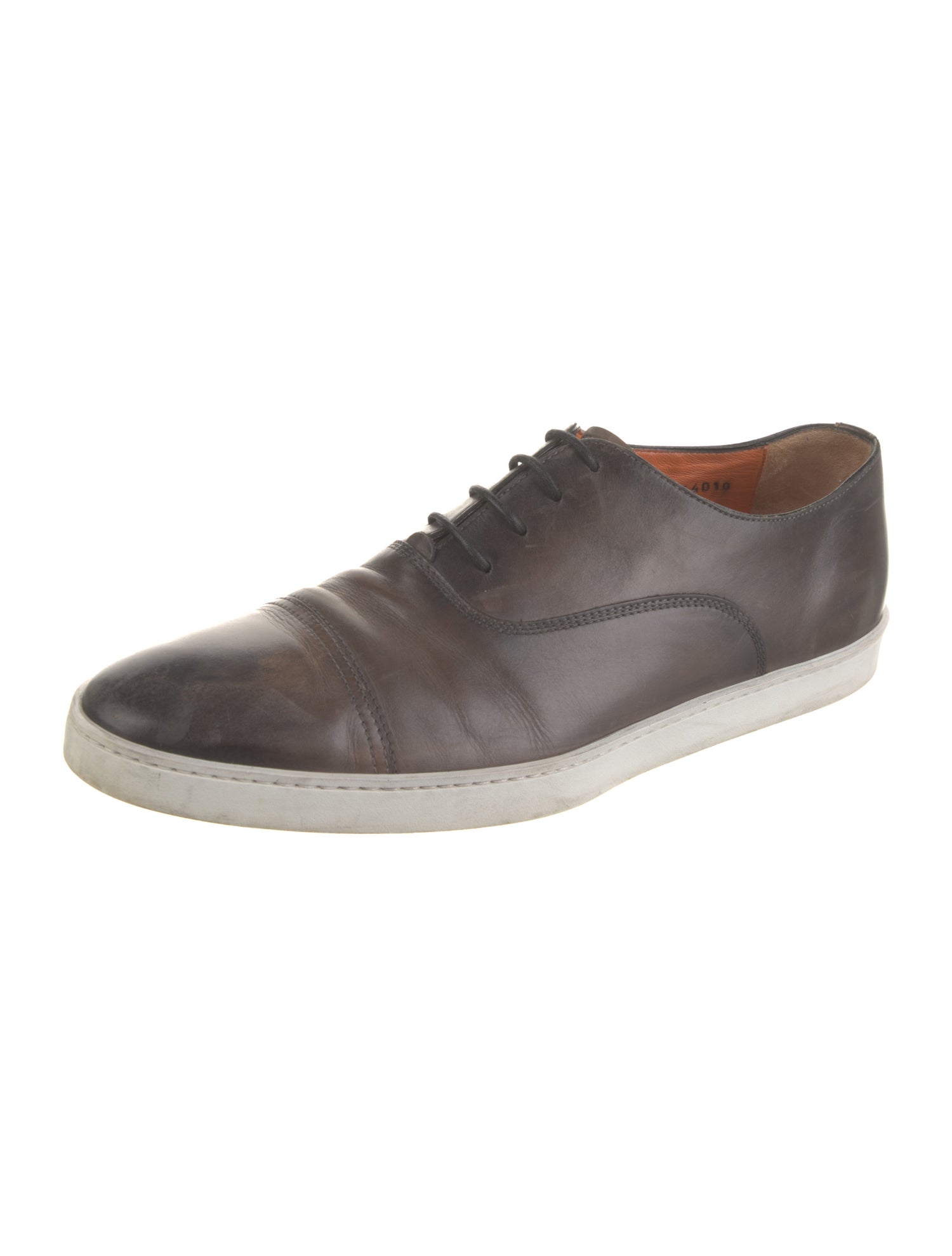 Santoni Leather Printed Sneakers