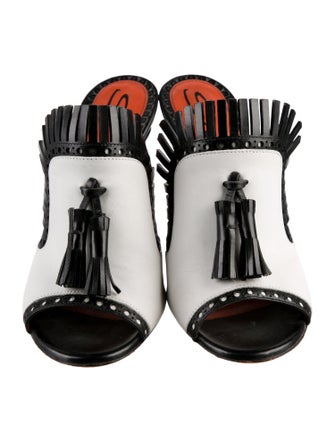 Santoni Leather Printed Slides