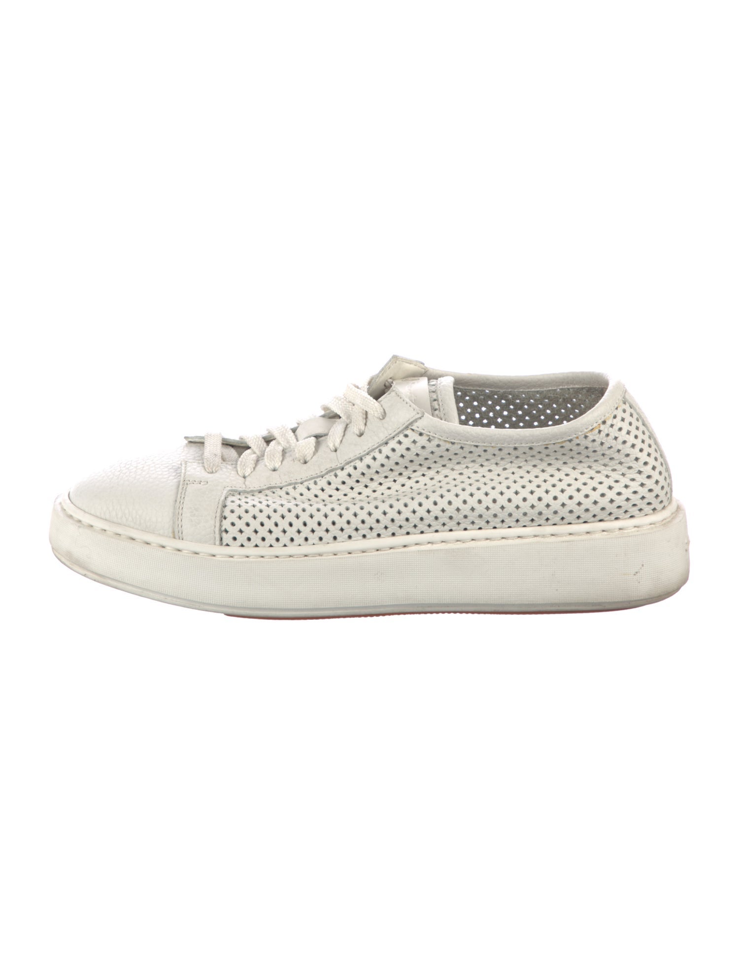 Santoni Leather Lasercut Accents Sneakers
