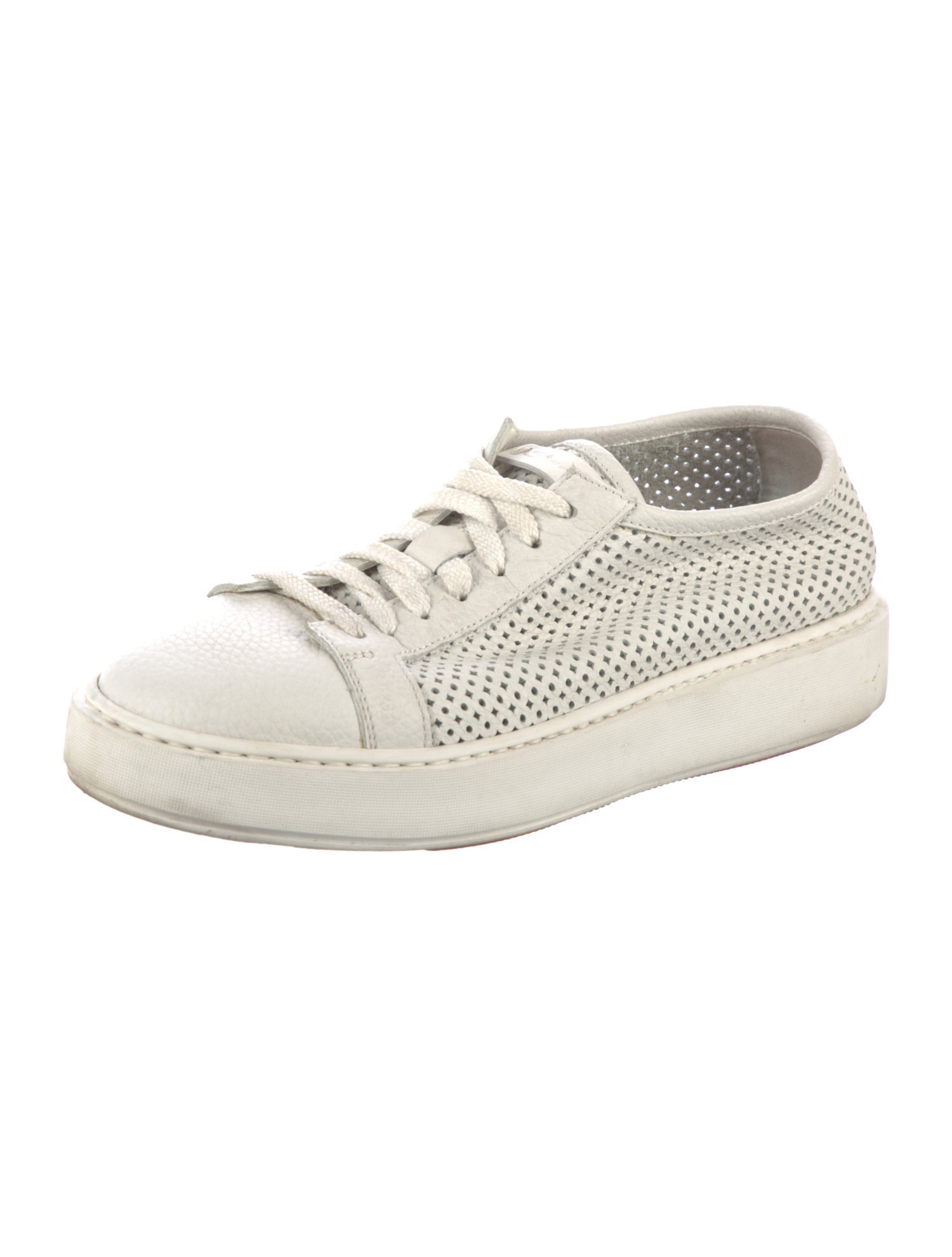 Santoni Leather Lasercut Accents Sneakers