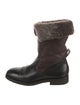 Santoni Leather Fur Trim Snow Boots