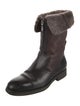 Santoni Leather Fur Trim Snow Boots