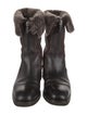Santoni Leather Fur Trim Snow Boots