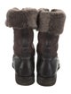 Santoni Leather Fur Trim Snow Boots