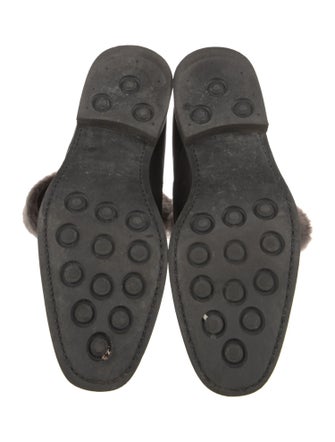 Santoni Leather Fur Trim Snow Boots