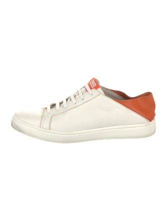 Santoni Leather Colorblock Pattern Sneakers