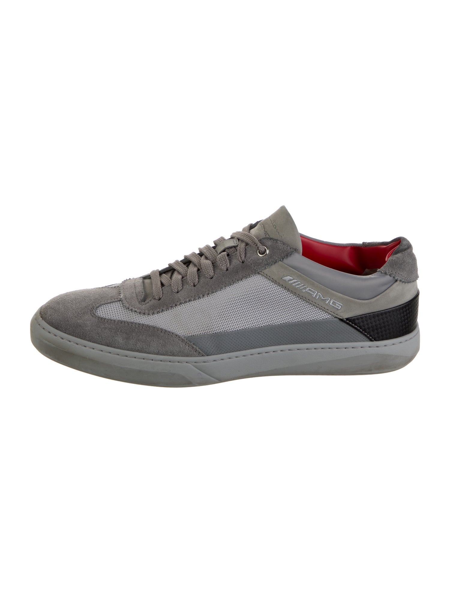 Santoni Leather Colorblock Pattern Sneakers