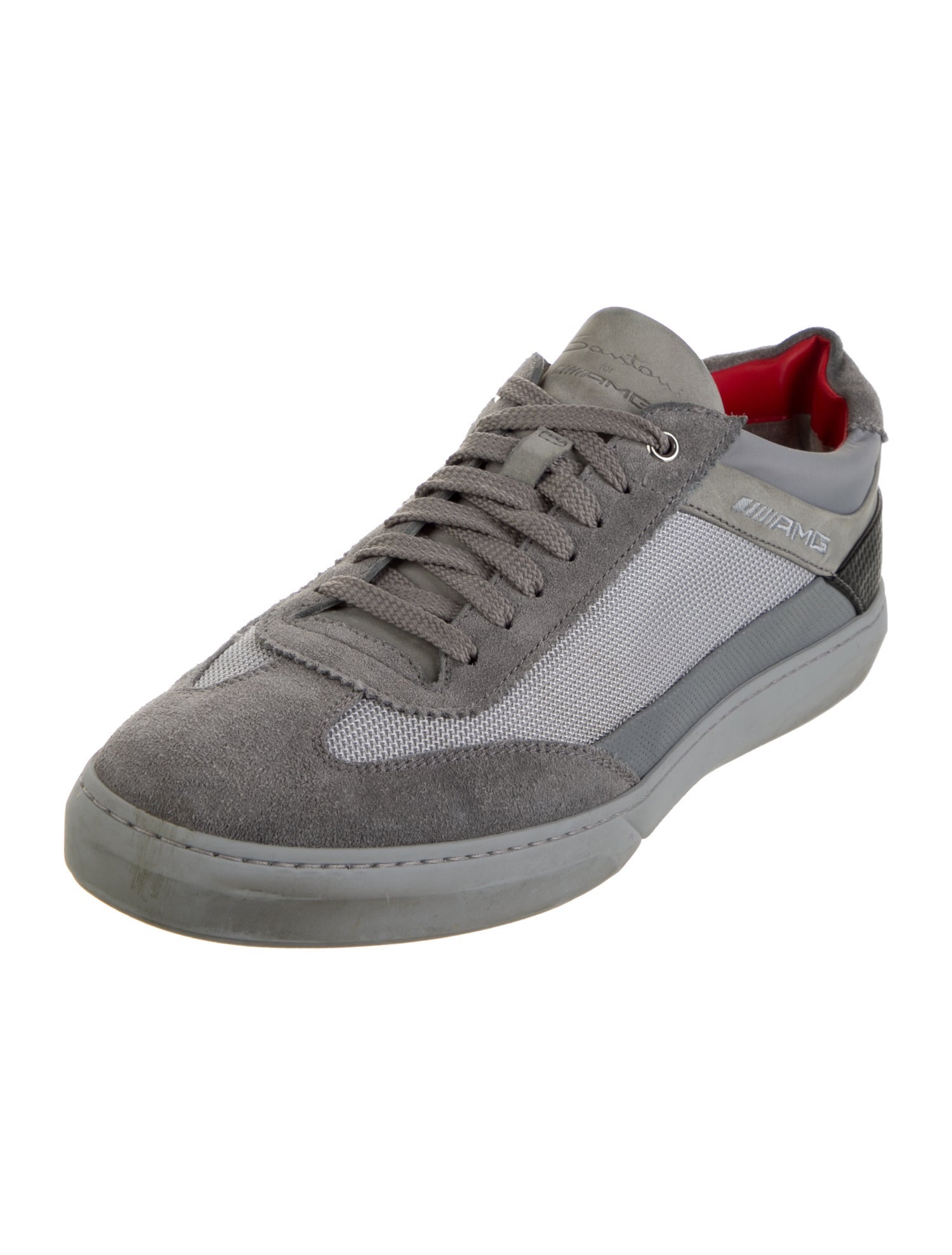 Santoni Leather Colorblock Pattern Sneakers