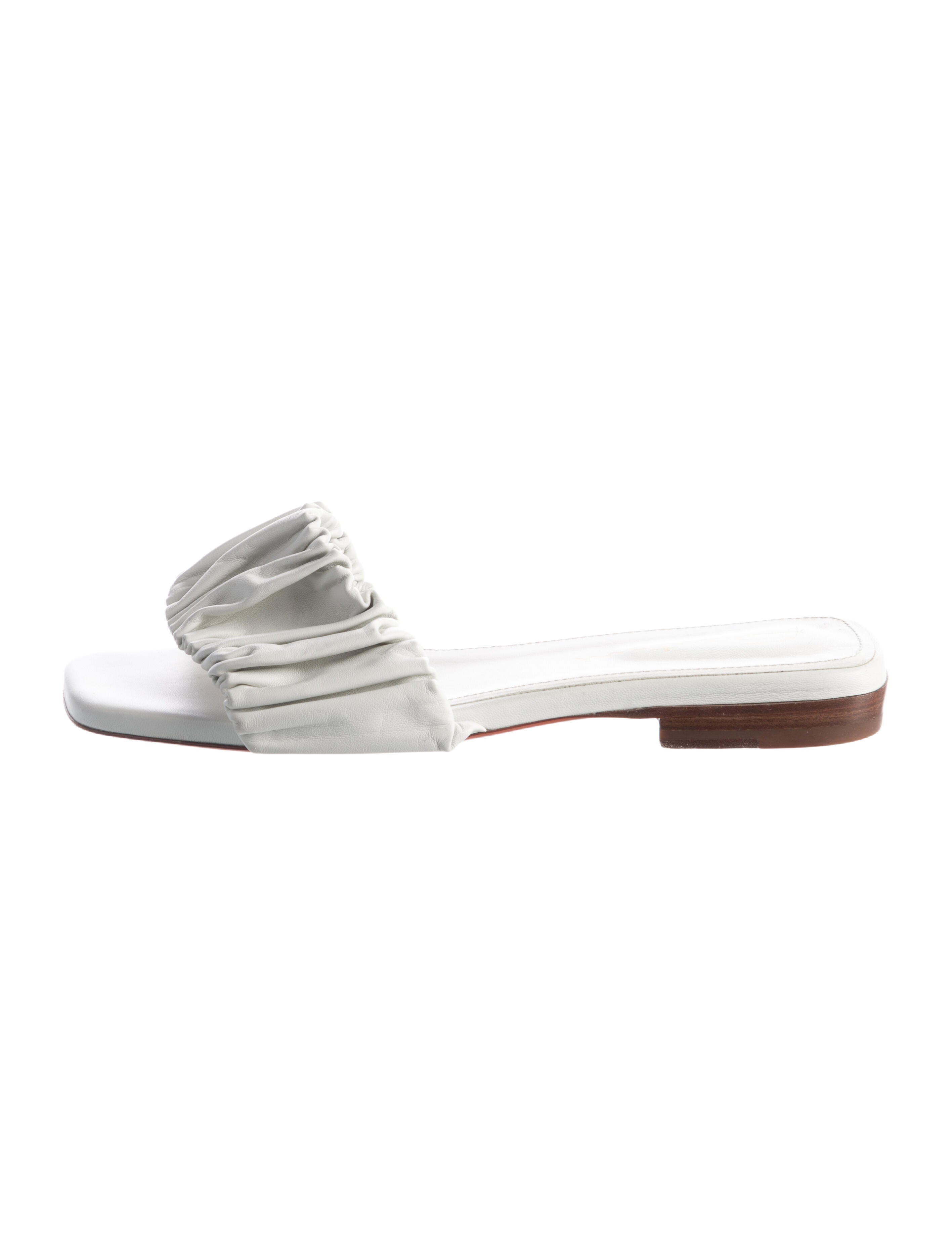 Santoni Leather Pleated Accents Slides