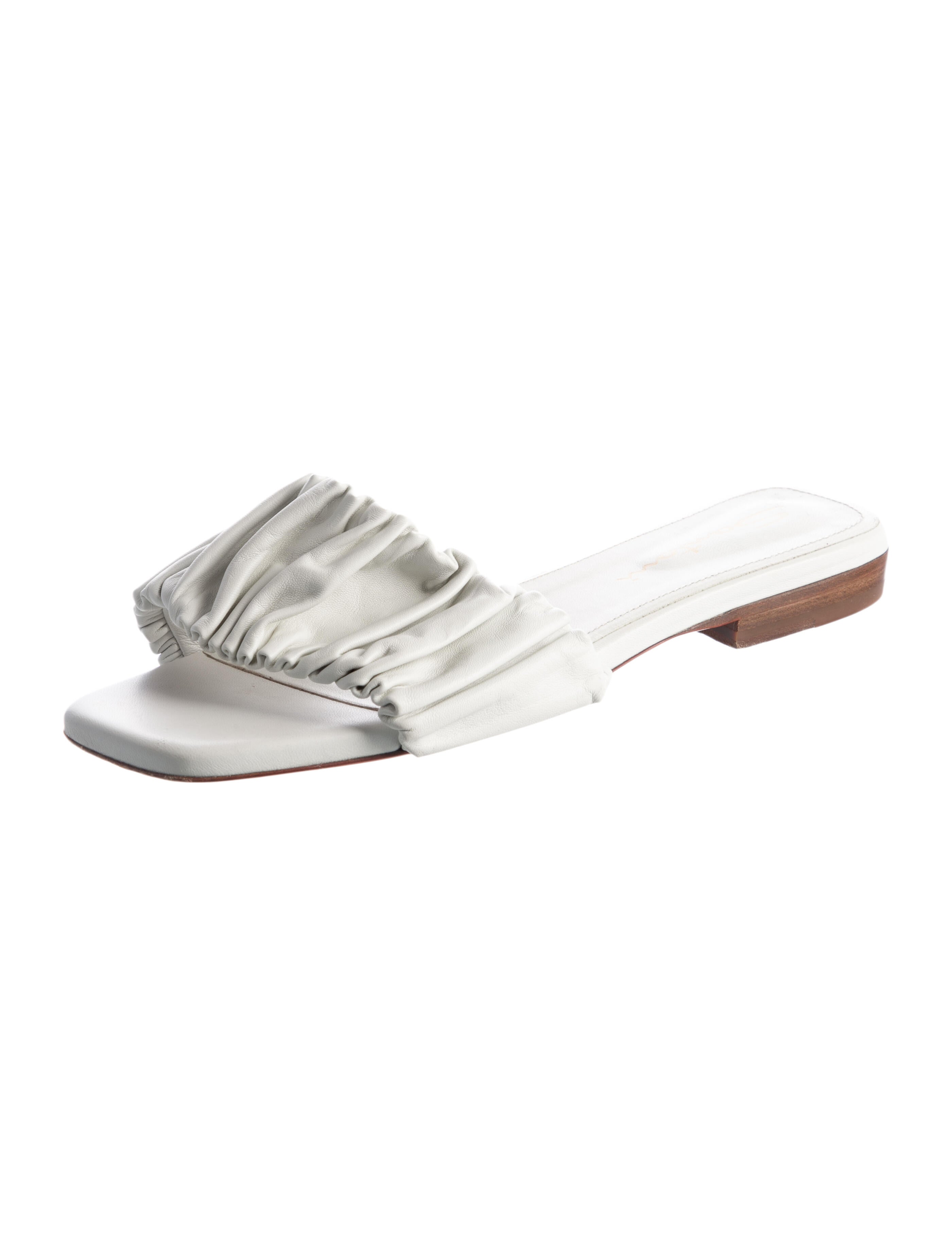 Santoni Leather Pleated Accents Slides