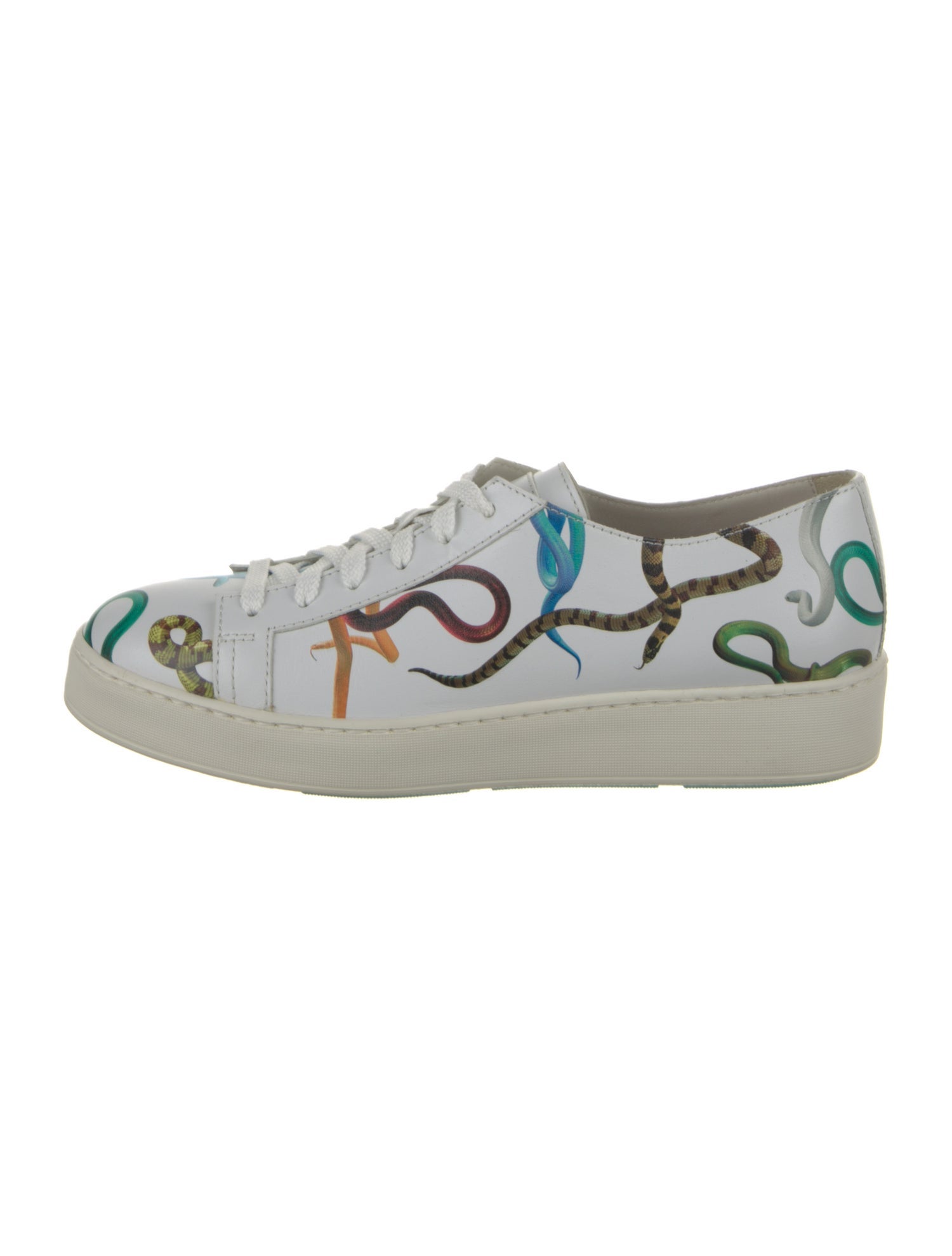 Santoni Leather Printed Sneakers