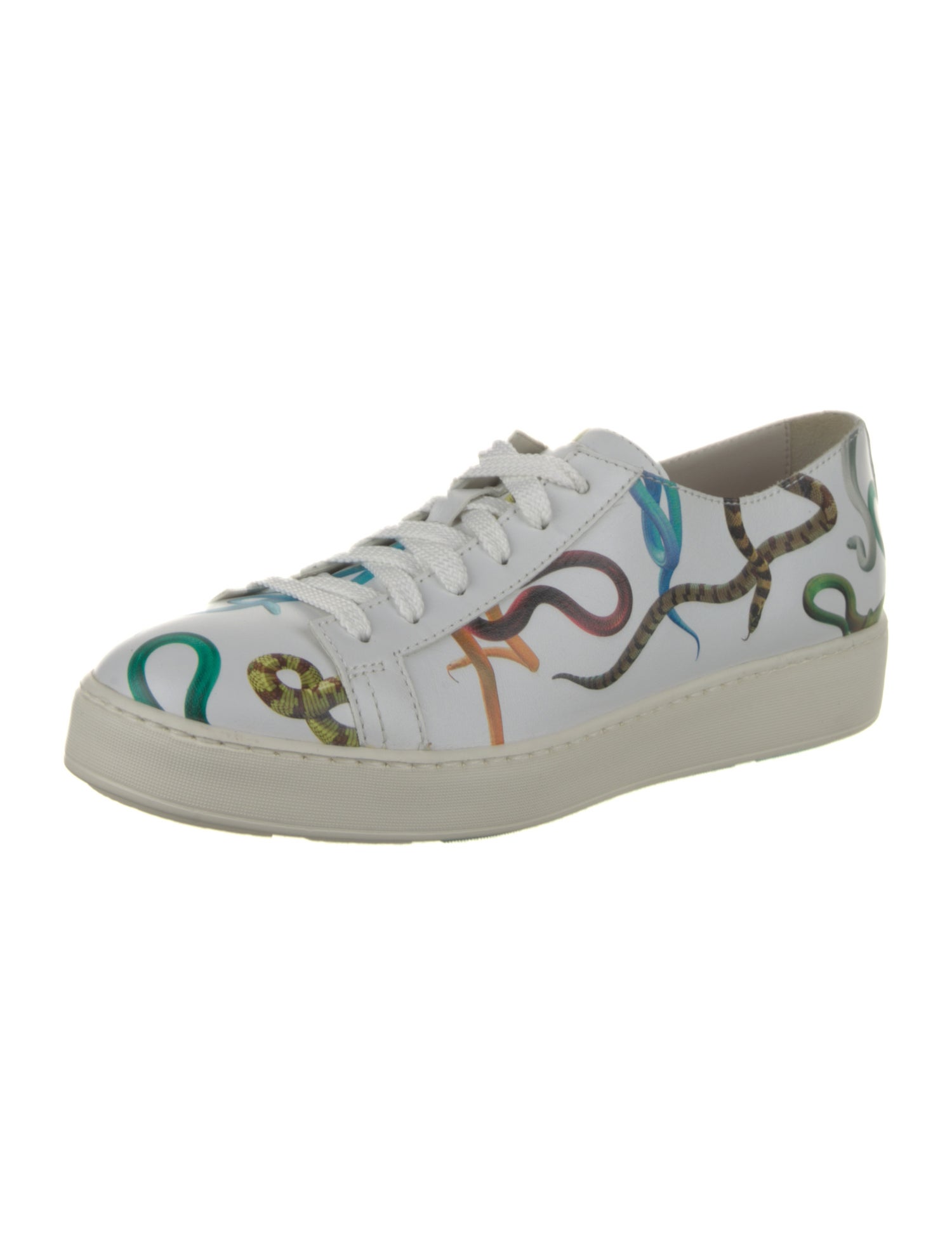 Santoni Leather Printed Sneakers