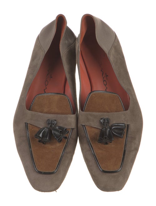 Santoni Suede Colorblock Pattern Loafers