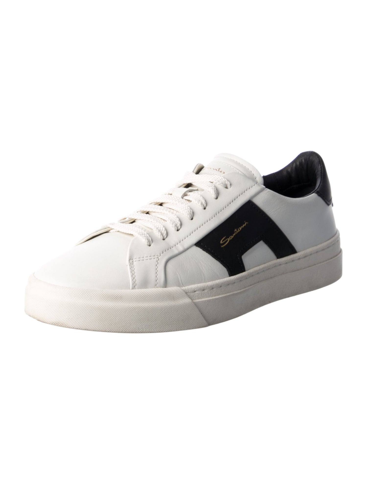 Santoni Leather Colorblock Pattern Sneakers