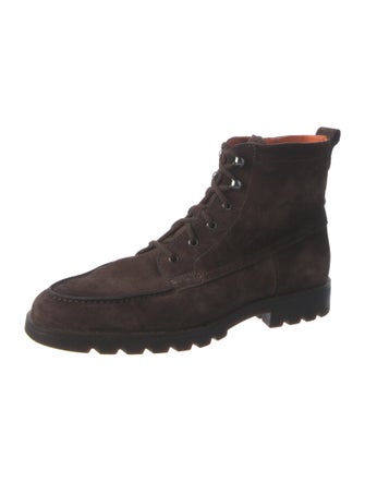 Santoni Suede Lace-Up Boots