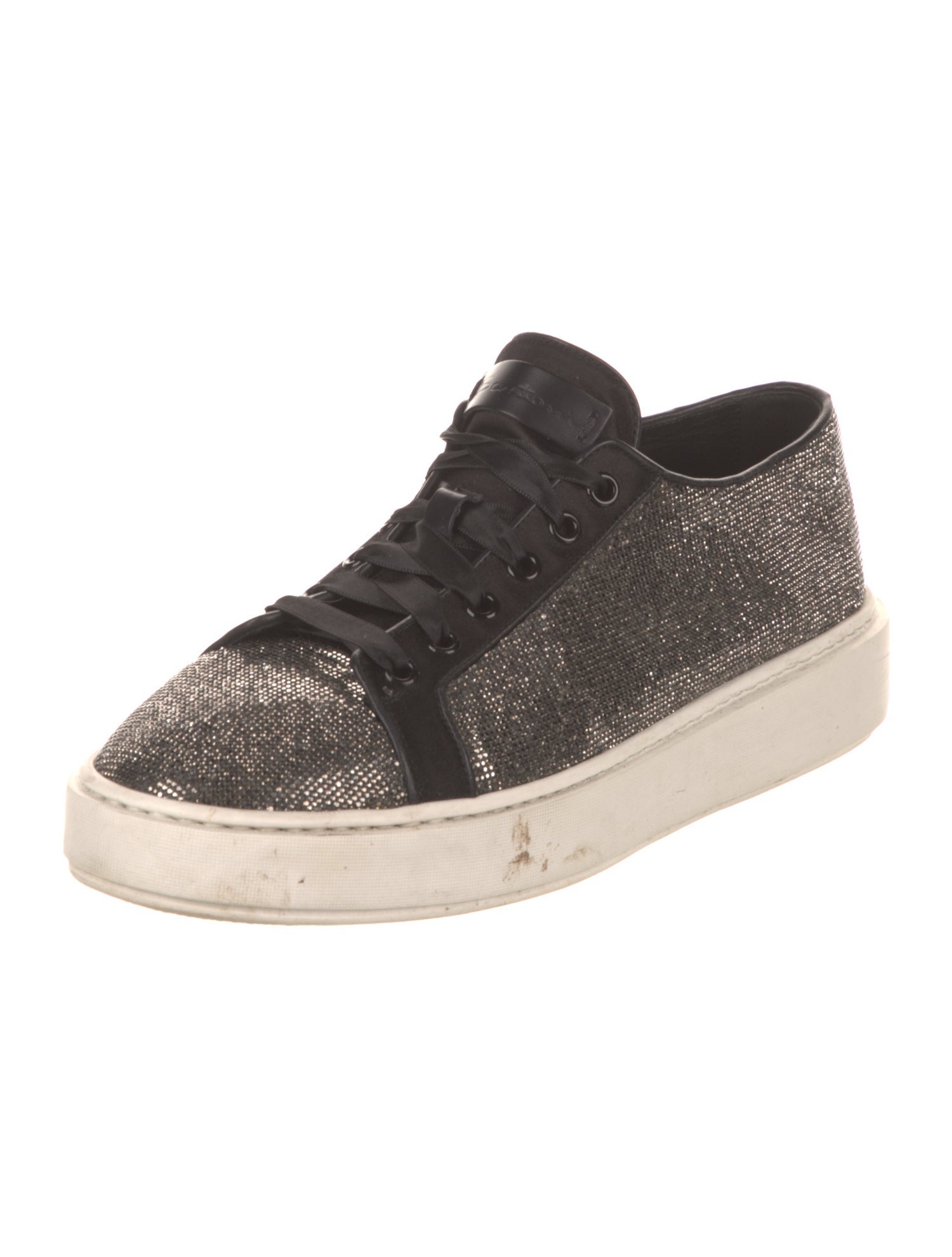 Santoni Glitter Leather Trim Embellishment Sneakers