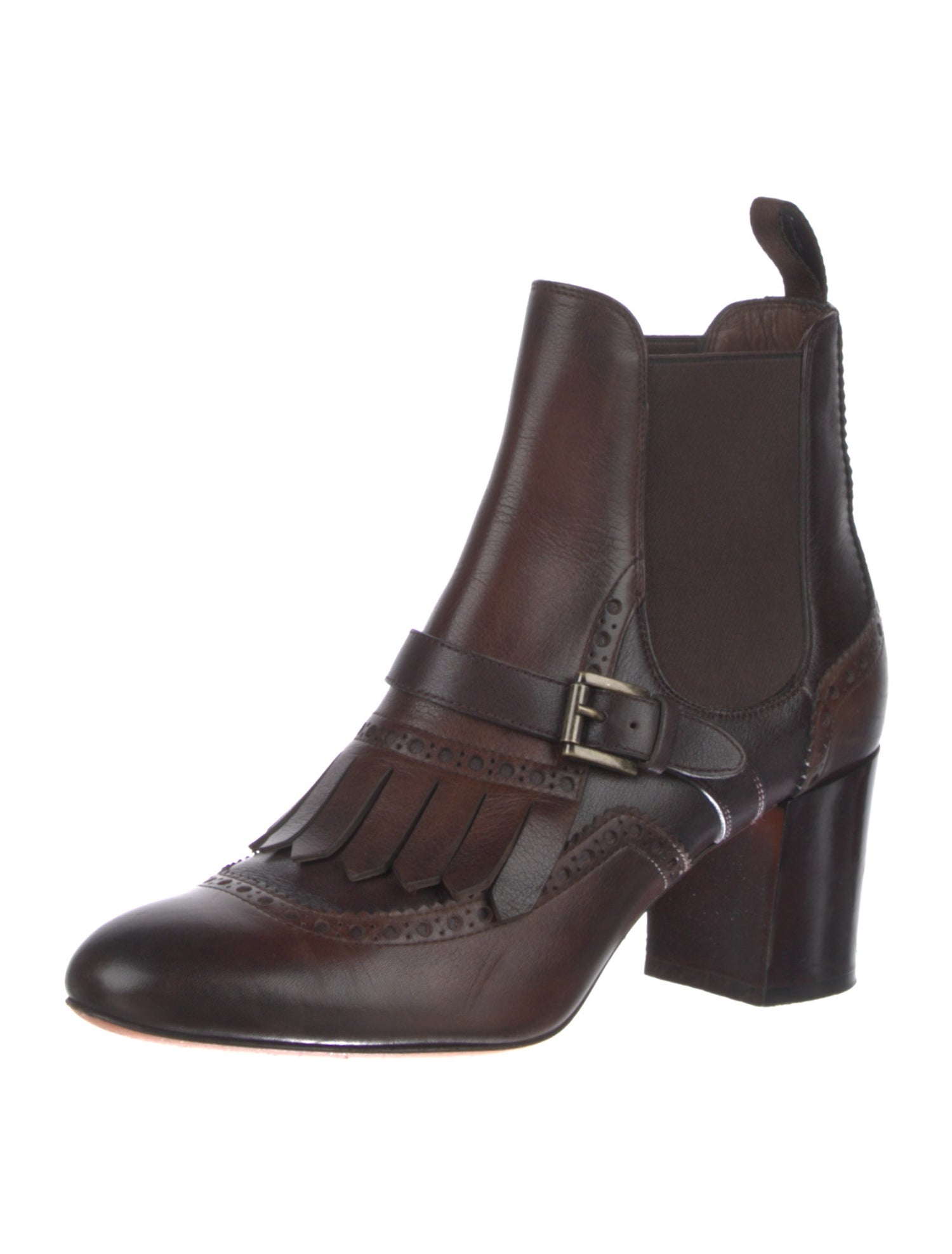 Santoni Leather Colorblock Pattern Chelsea Boots