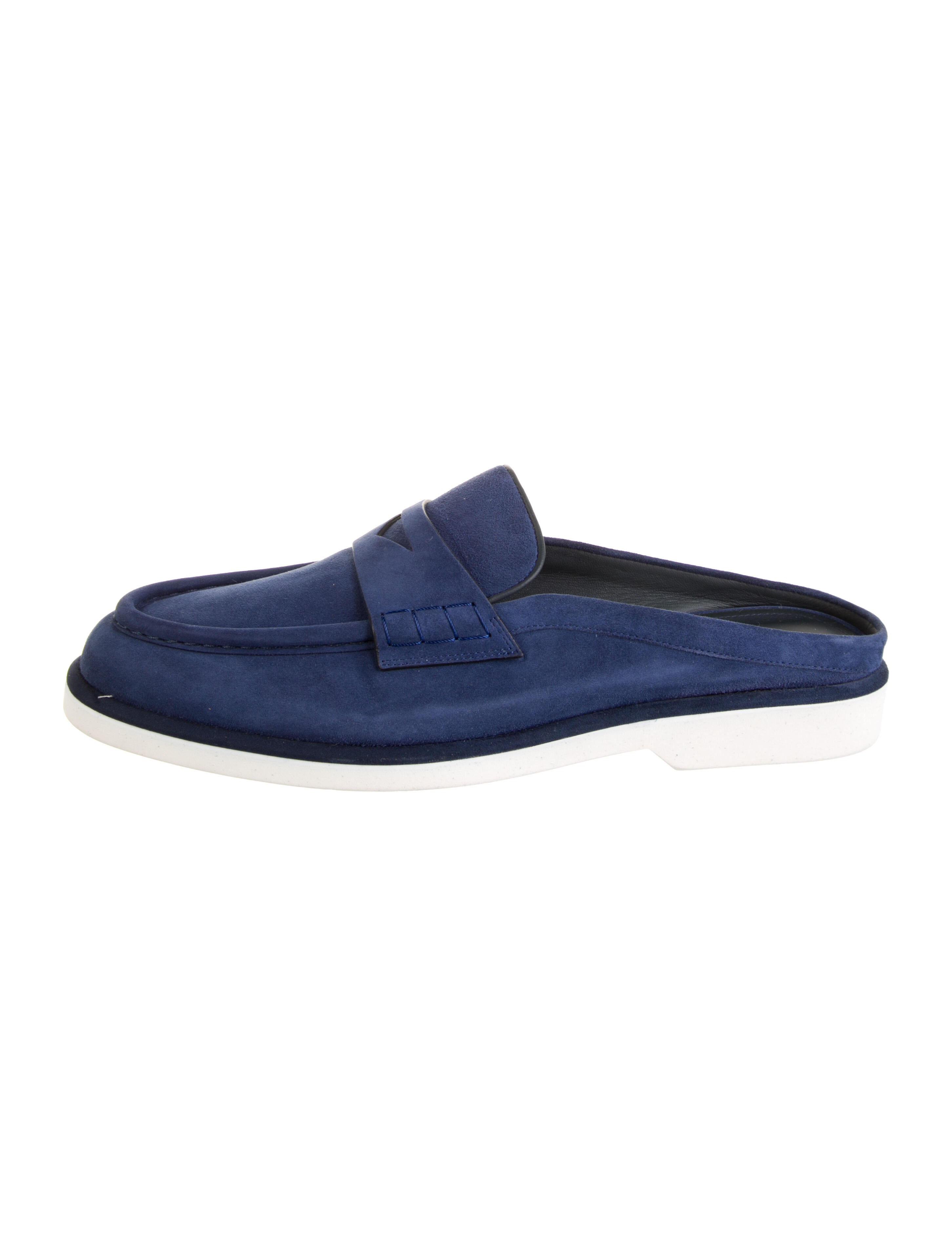 Santoni Suede Leather Trim Embellishment Mules