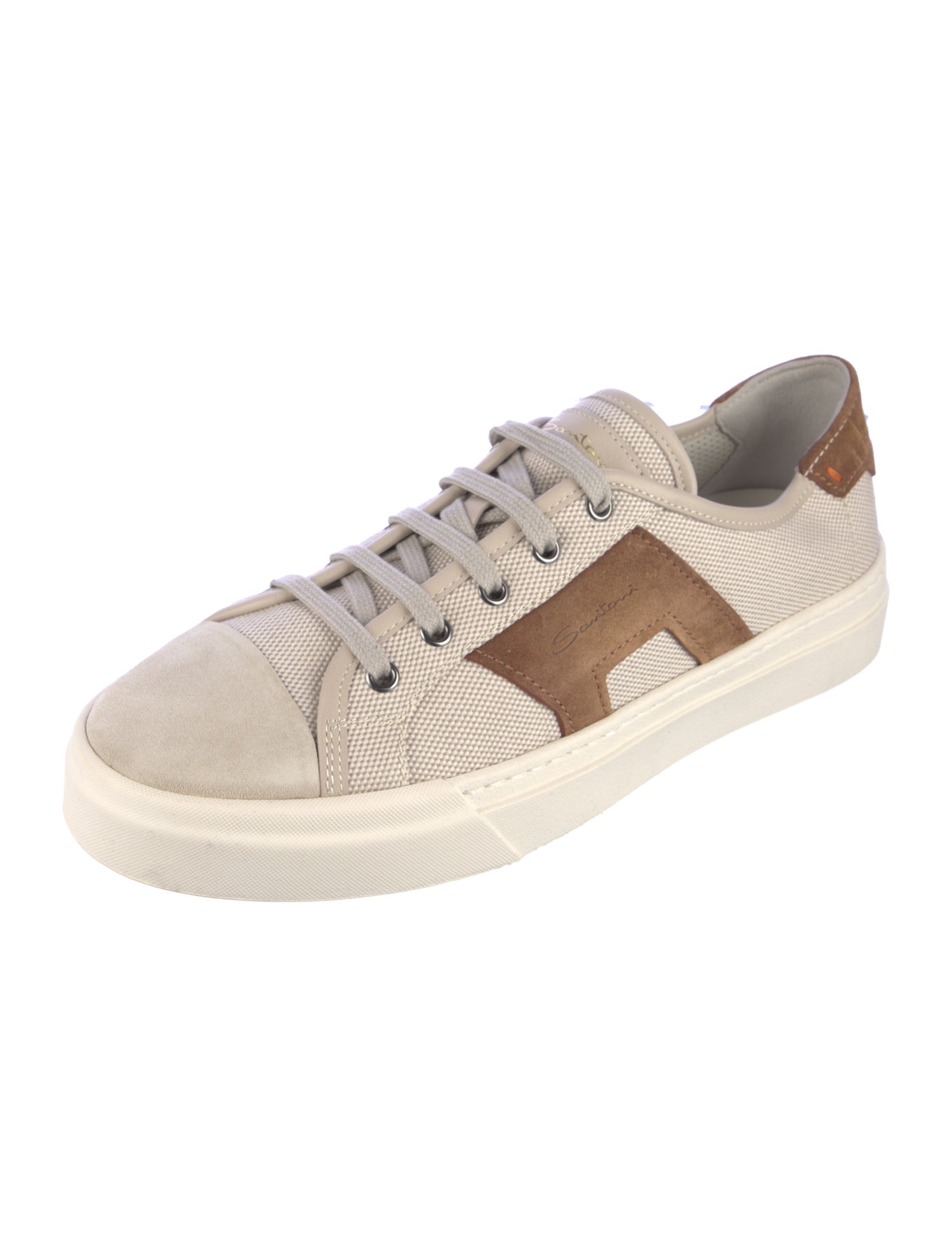 Santoni Canvas Colorblock Pattern Sneakers