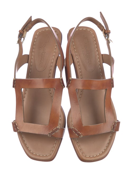 Santoni Leather T-Strap Sandals
